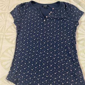 Chaps Navy Blue Casual Top